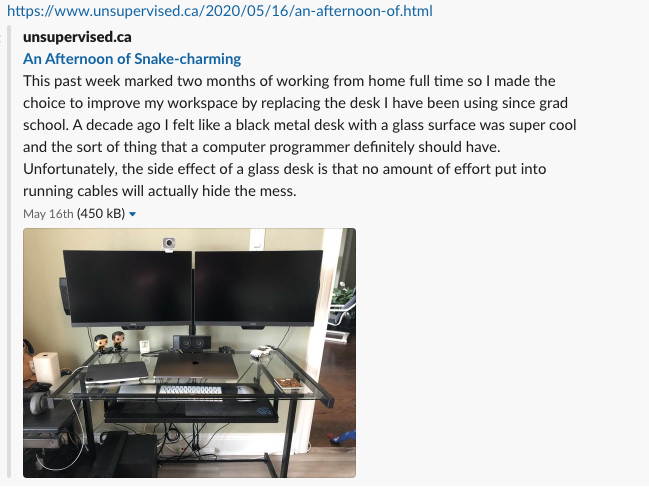Titled post in Slack